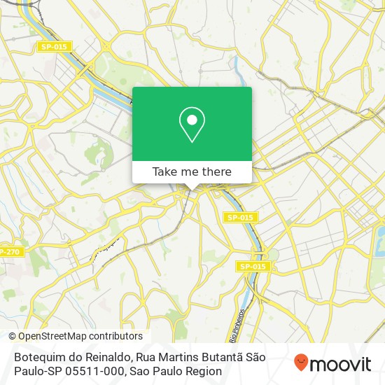 Mapa Botequim do Reinaldo, Rua Martins Butantã São Paulo-SP 05511-000