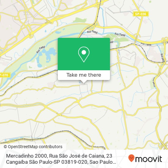 Mapa Mercadinho 2000, Rua São José de Caiana, 23 Cangaíba São Paulo-SP 03819-020