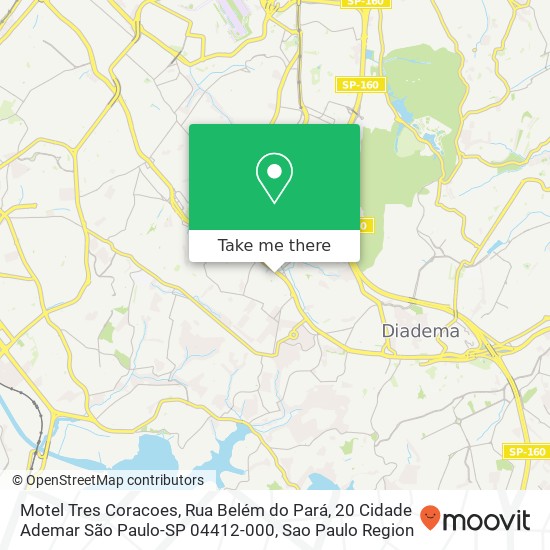 Mapa Motel Tres Coracoes, Rua Belém do Pará, 20 Cidade Ademar São Paulo-SP 04412-000