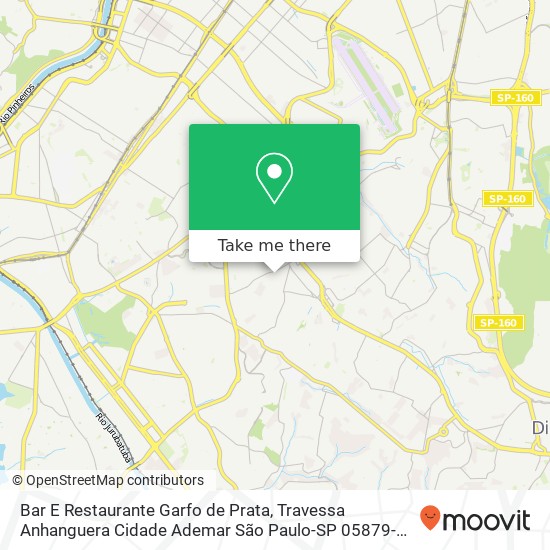 Mapa Bar E Restaurante Garfo de Prata, Travessa Anhanguera Cidade Ademar São Paulo-SP 05879-452