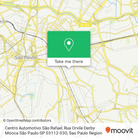 Mapa Centro Automotivo São Rafael, Rua Orvile Derby Móoca São Paulo-SP 03112-030