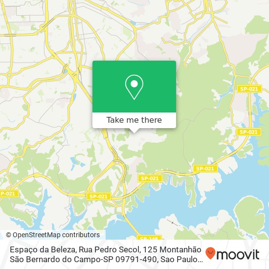 Mapa Espaço da Beleza, Rua Pedro Secol, 125 Montanhão São Bernardo do Campo-SP 09791-490