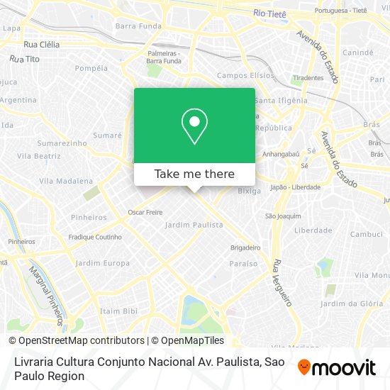 Mapa Livraria Cultura Conjunto Nacional Av. Paulista