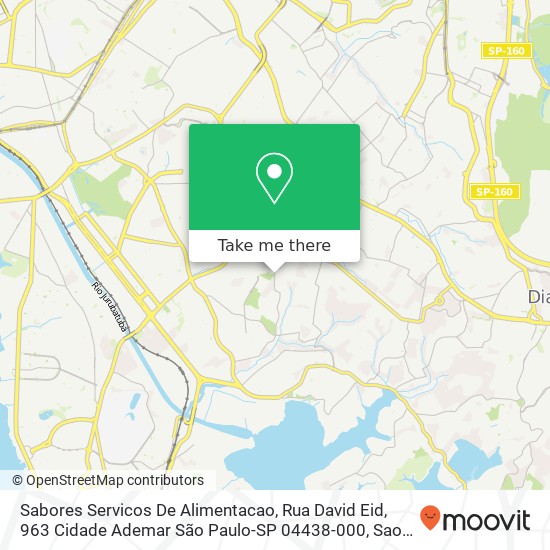 Mapa Sabores Servicos De Alimentacao, Rua David Eid, 963 Cidade Ademar São Paulo-SP 04438-000