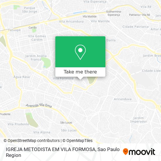 Mapa IGREJA METODISTA EM VILA FORMOSA