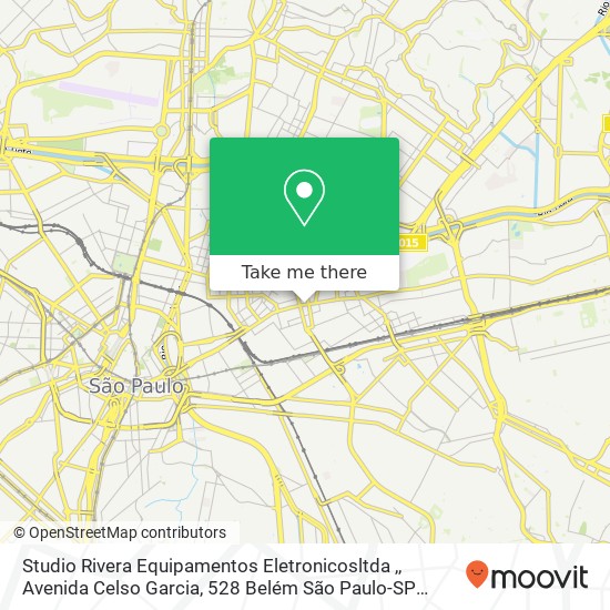Mapa Studio Rivera Equipamentos Eletronicosltda ,, Avenida Celso Garcia, 528 Belém São Paulo-SP 03014-000