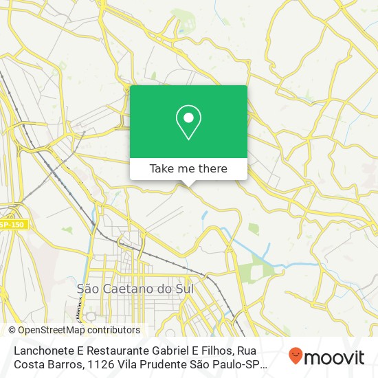 Mapa Lanchonete E Restaurante Gabriel E Filhos, Rua Costa Barros, 1126 Vila Prudente São Paulo-SP 03210-000