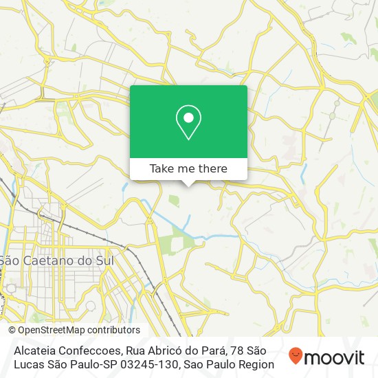 Mapa Alcateia Confeccoes, Rua Abricó do Pará, 78 São Lucas São Paulo-SP 03245-130