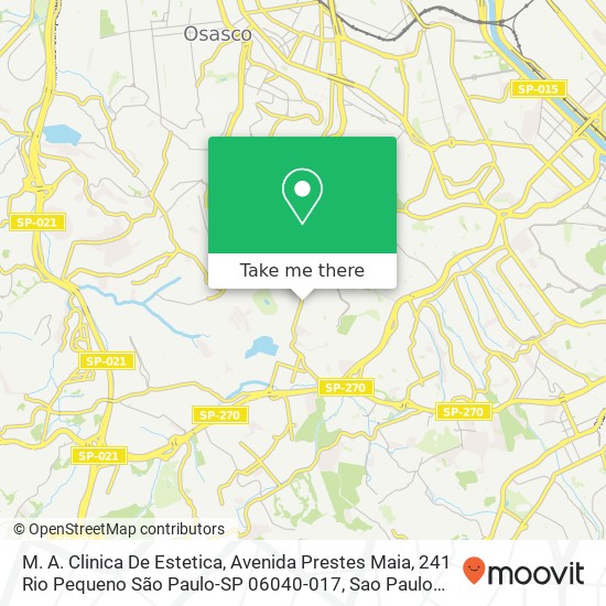 Mapa M. A. Clinica De Estetica, Avenida Prestes Maia, 241 Rio Pequeno São Paulo-SP 06040-017