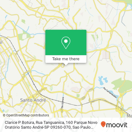 Mapa Clarice P Botura, Rua Tanguanica, 160 Parque Novo Oratório Santo André-SP 09260-070