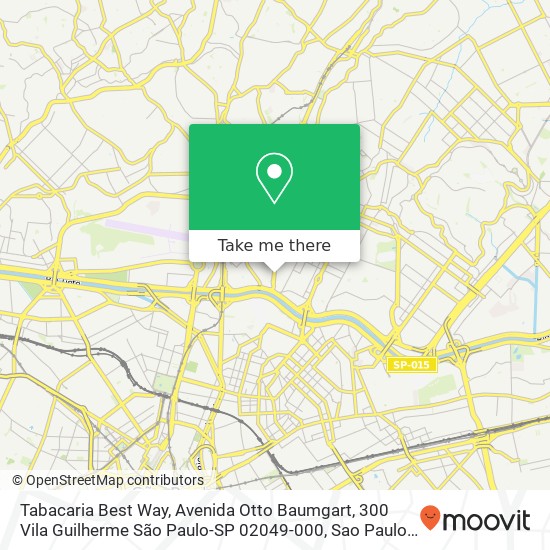 Mapa Tabacaria Best Way, Avenida Otto Baumgart, 300 Vila Guilherme São Paulo-SP 02049-000