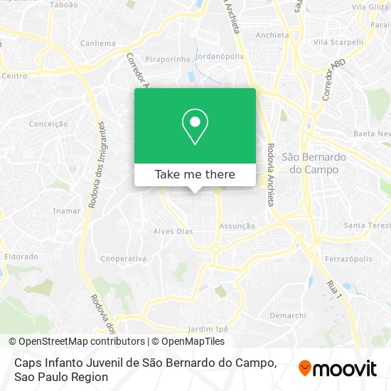 Caps Infanto Juvenil de São Bernardo do Campo map