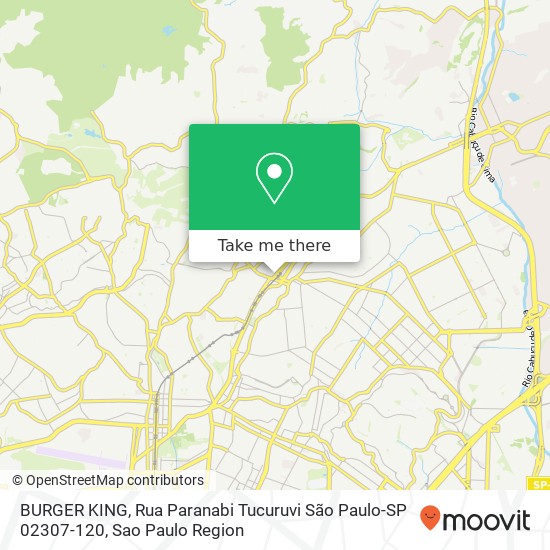 Mapa BURGER KING, Rua Paranabi Tucuruvi São Paulo-SP 02307-120