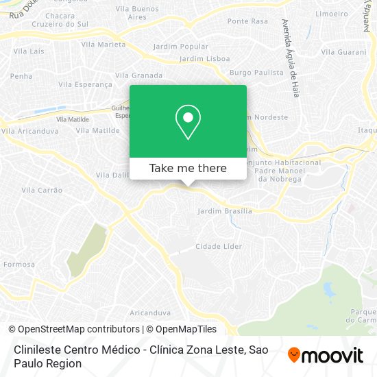 Mapa Clinileste Centro Médico - Clínica Zona Leste