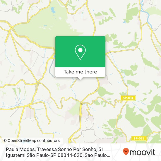 Mapa Paula Modas, Travessa Sonho Por Sonho, 51 Iguatemi São Paulo-SP 08344-620
