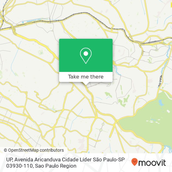 Mapa UP, Avenida Aricanduva Cidade Líder São Paulo-SP 03930-110