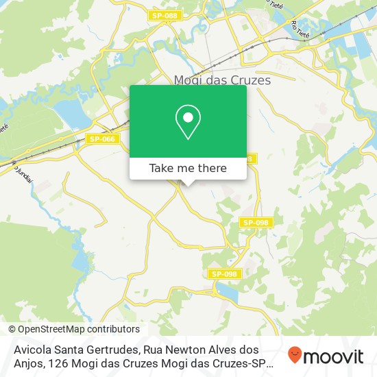 Mapa Avicola Santa Gertrudes, Rua Newton Alves dos Anjos, 126 Mogi das Cruzes Mogi das Cruzes-SP 08737-340