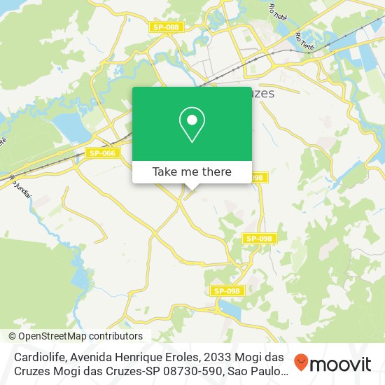 Mapa Cardiolife, Avenida Henrique Eroles, 2033 Mogi das Cruzes Mogi das Cruzes-SP 08730-590