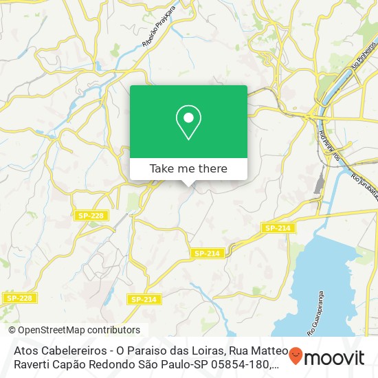 Mapa Atos Cabelereiros - O Paraiso das Loiras, Rua Matteo Raverti Capão Redondo São Paulo-SP 05854-180