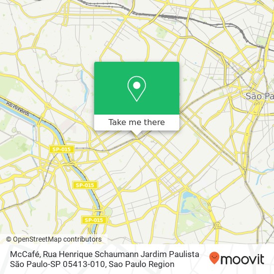 Mapa McCafé, Rua Henrique Schaumann Jardim Paulista São Paulo-SP 05413-010