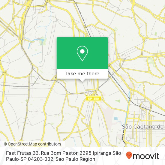 Mapa Fast Frutas 33, Rua Bom Pastor, 2295 Ipiranga São Paulo-SP 04203-002