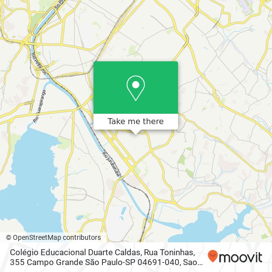 Mapa Colégio Educacional Duarte Caldas, Rua Toninhas, 355 Campo Grande São Paulo-SP 04691-040
