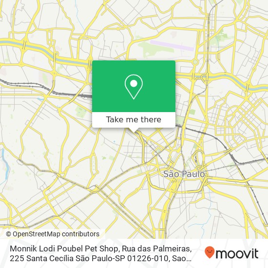 Mapa Monnik Lodi Poubel Pet Shop, Rua das Palmeiras, 225 Santa Cecília São Paulo-SP 01226-010