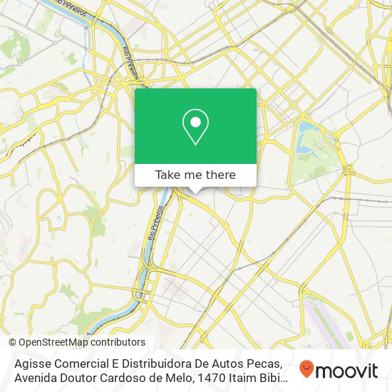 Mapa Agisse Comercial E Distribuidora De Autos Pecas, Avenida Doutor Cardoso de Melo, 1470 Itaim Bibi São Paulo-SP 04548-004