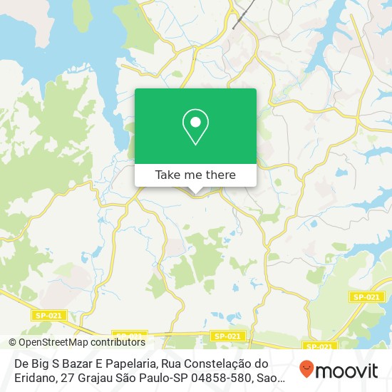 Mapa De Big S Bazar E Papelaria, Rua Constelação do Eridano, 27 Grajau São Paulo-SP 04858-580