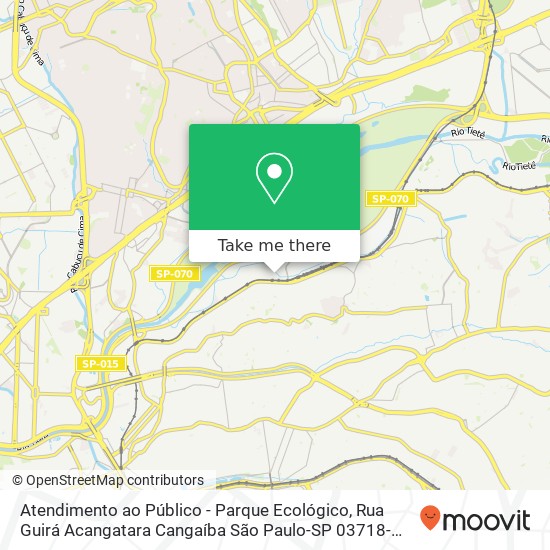 Mapa Atendimento ao Público - Parque Ecológico, Rua Guirá Acangatara Cangaíba São Paulo-SP 03718-090