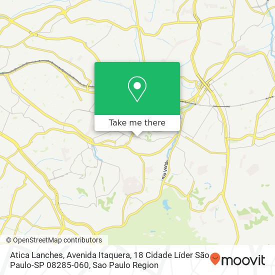 Mapa Atica Lanches, Avenida Itaquera, 18 Cidade Líder São Paulo-SP 08285-060