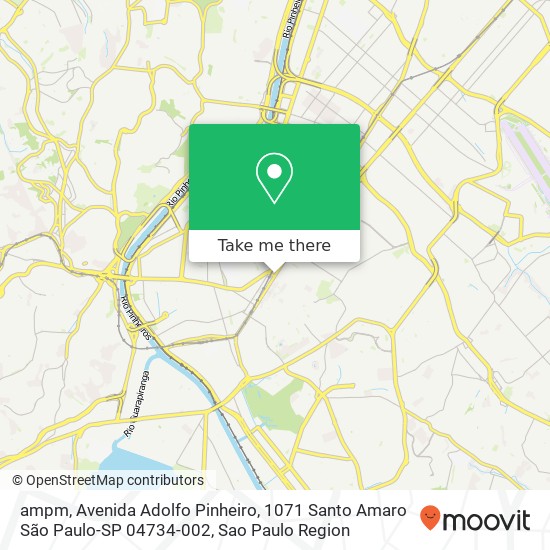 Mapa ampm, Avenida Adolfo Pinheiro, 1071 Santo Amaro São Paulo-SP 04734-002