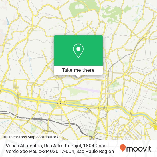 Mapa Vahali Alimentos, Rua Alfredo Pujol, 1804 Casa Verde São Paulo-SP 02017-004