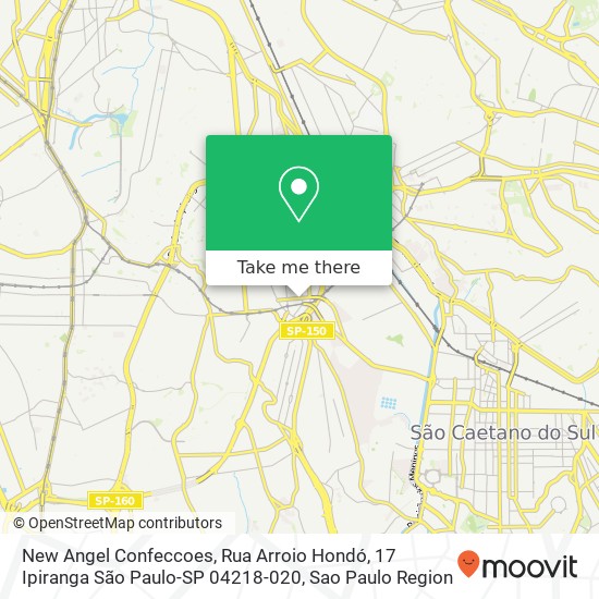 Mapa New Angel Confeccoes, Rua Arroio Hondó, 17 Ipiranga São Paulo-SP 04218-020