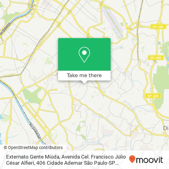 Mapa Externato Gente Miúda, Avenida Cel. Francisco Júlio César Alfieri, 406 Cidade Ademar São Paulo-SP 04651-000