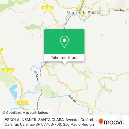 Mapa ESCOLA INFANTIL SANTA CLARA, Avenida Colômbia Caieiras Caieiras-SP 07700-700