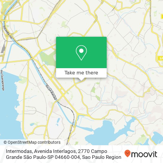Mapa Intermodas, Avenida Interlagos, 2770 Campo Grande São Paulo-SP 04660-004