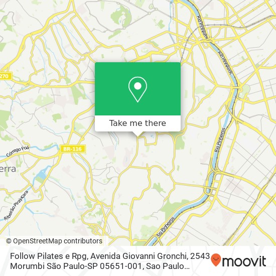 Mapa Follow Pilates e Rpg, Avenida Giovanni Gronchi, 2543 Morumbi São Paulo-SP 05651-001