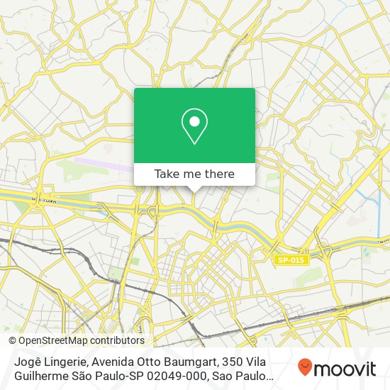 Mapa Jogê Lingerie, Avenida Otto Baumgart, 350 Vila Guilherme São Paulo-SP 02049-000