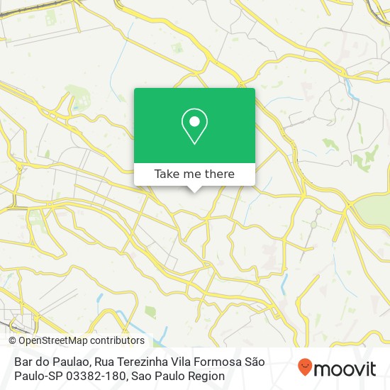 Mapa Bar do Paulao, Rua Terezinha Vila Formosa São Paulo-SP 03382-180