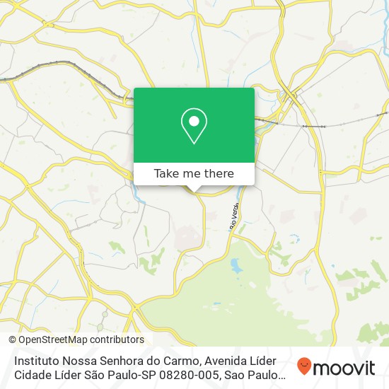 Mapa Instituto Nossa Senhora do Carmo, Avenida Líder Cidade Líder São Paulo-SP 08280-005