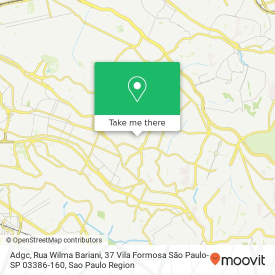 Mapa Adgc, Rua Wilma Bariani, 37 Vila Formosa São Paulo-SP 03386-160