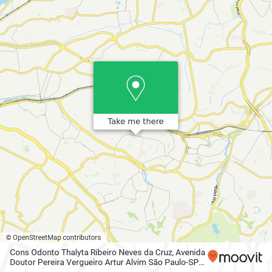 Mapa Cons Odonto Thalyta Ribeiro Neves da Cruz, Avenida Doutor Pereira Vergueiro Artur Alvim São Paulo-SP 03563-000