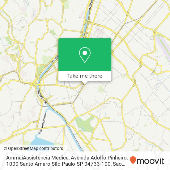 Mapa AmmaiAssistência Médica, Avenida Adolfo Pinheiro, 1000 Santo Amaro São Paulo-SP 04733-100