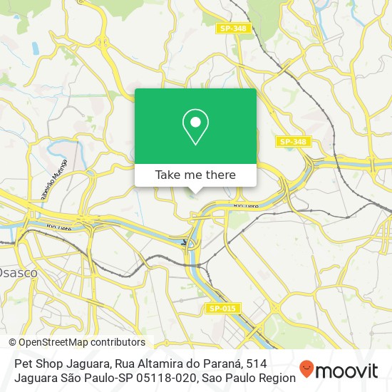 Mapa Pet Shop Jaguara, Rua Altamira do Paraná, 514 Jaguara São Paulo-SP 05118-020