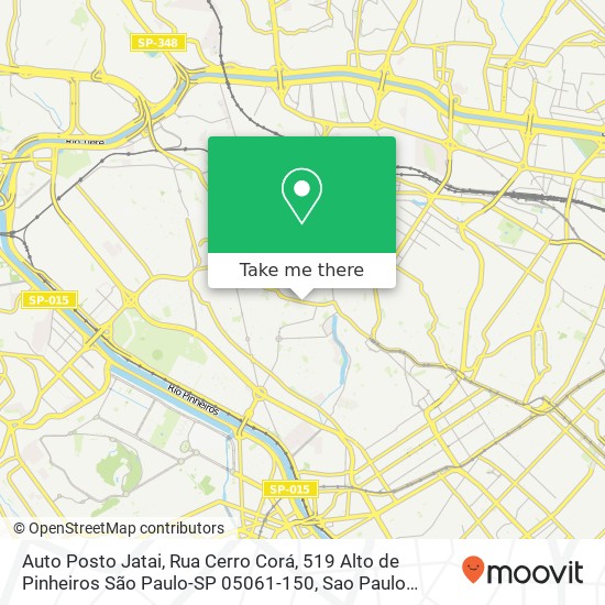 Mapa Auto Posto Jatai, Rua Cerro Corá, 519 Alto de Pinheiros São Paulo-SP 05061-150