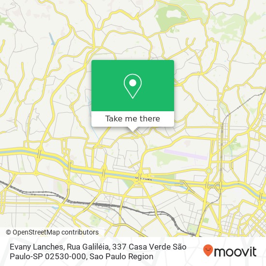 Mapa Evany Lanches, Rua Galiléia, 337 Casa Verde São Paulo-SP 02530-000