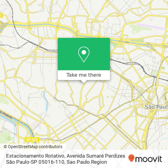 Mapa Estacionamento Rotativo, Avenida Sumaré Perdizes São Paulo-SP 05016-110