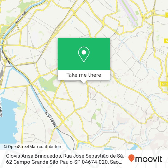 Mapa Clovis Arisa Brinquedos, Rua José Sebastião de Sá, 62 Campo Grande São Paulo-SP 04674-020