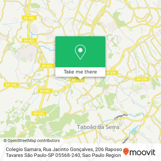 Mapa Colegio Samara, Rua Jacinto Gonçalves, 206 Raposo Tavares São Paulo-SP 05568-240